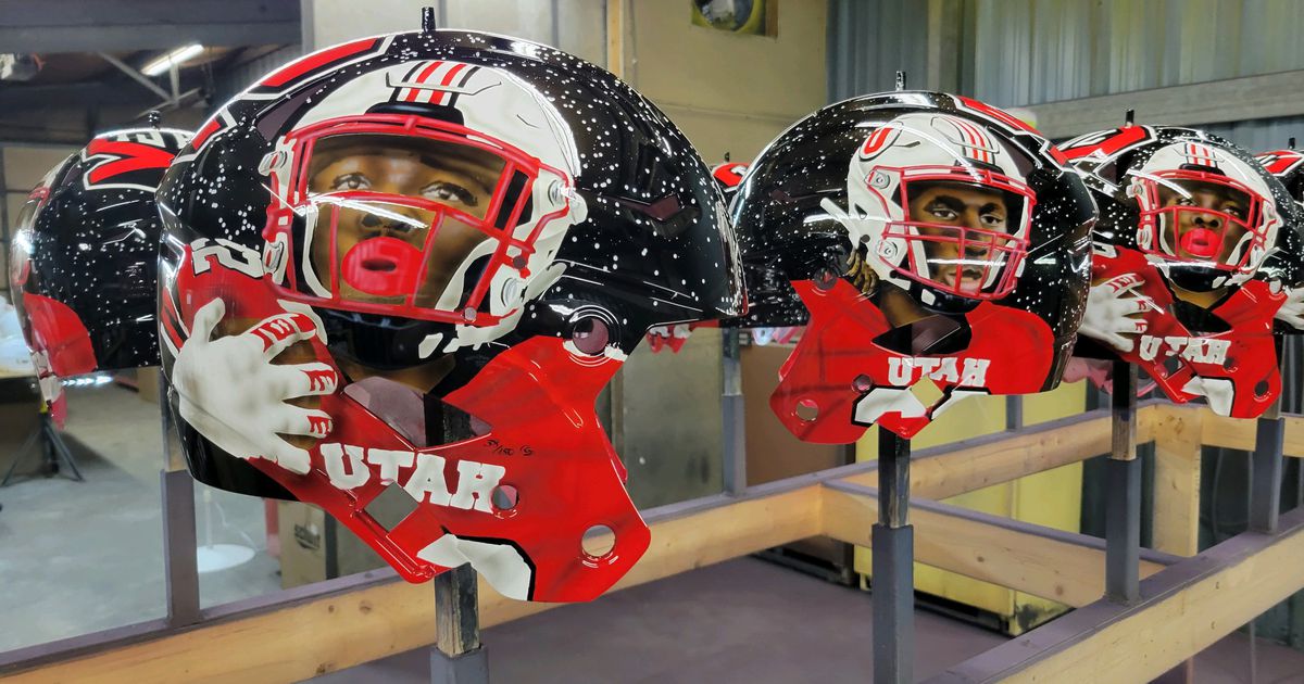 How the hand-painted Utah football helmets honoring Ty Jordan and Aaron Lowe were made [Video]