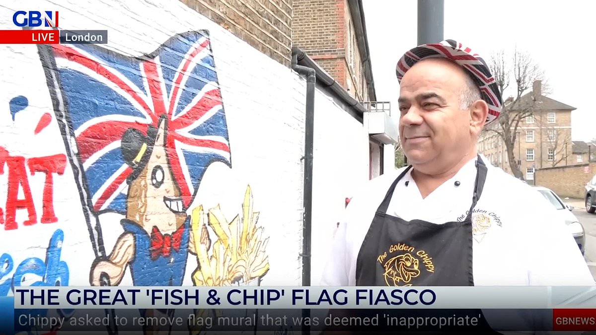 ‘If it was a Banksy they wouldn’t complain!’: Furious residents slam council orders to remove fish and chip shop’s ‘inappropriate’ Union flag mural – as owner says ‘popular’ artwork has attracted tourists taking selfies [Video]