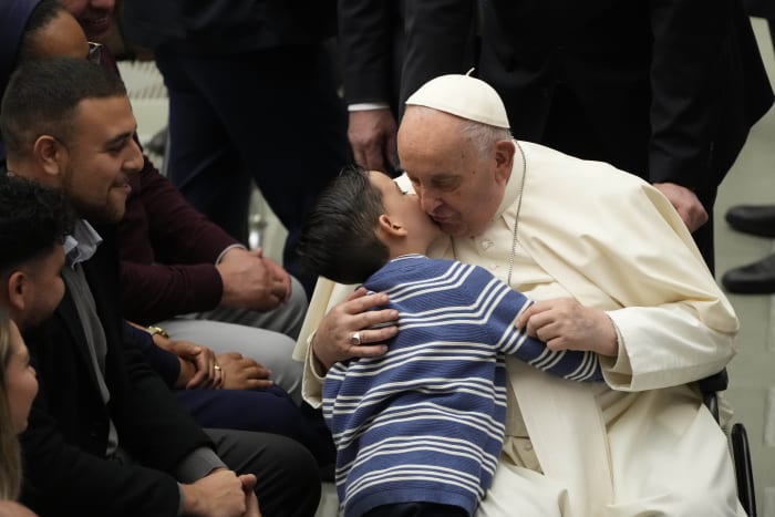 Pope appears in better health, praises Israeli and Arab fathers who both lost daughters in conflict [Video]