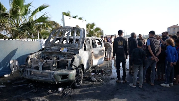 Aid workers vehicle hit in Israeli airstrike carried non-profit logo | News [Video]