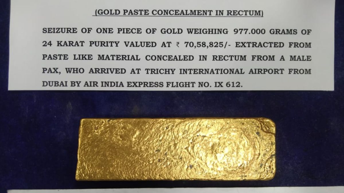 Passenger Arrested With Gold Worth Rs 70 Lakh Hidden In Rectum At Trichy Airport [Video]