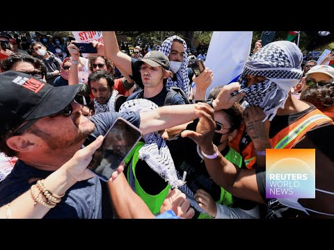 Pro-Palestinian protesters tussle with Israel supporters and a Gaza truce or Rafah assault? [Video]