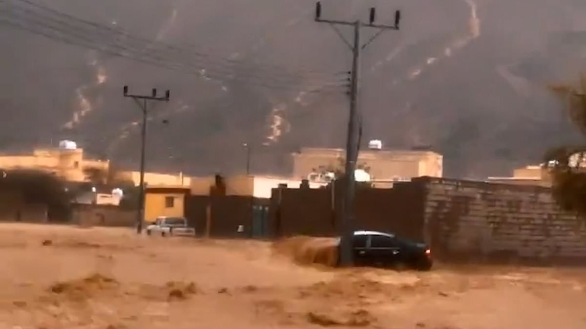 Cars are swept away and roads turned into rivers as Saudi Arabia is hit by floods two weeks after apocalyptic Dubai storms blamed on cloud-seeding [Video]