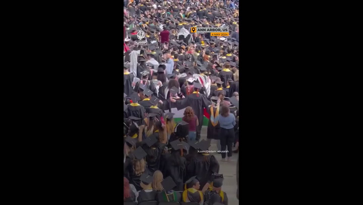 Pro-Palestine protest interrupts university graduation ceremony | US News [Video]