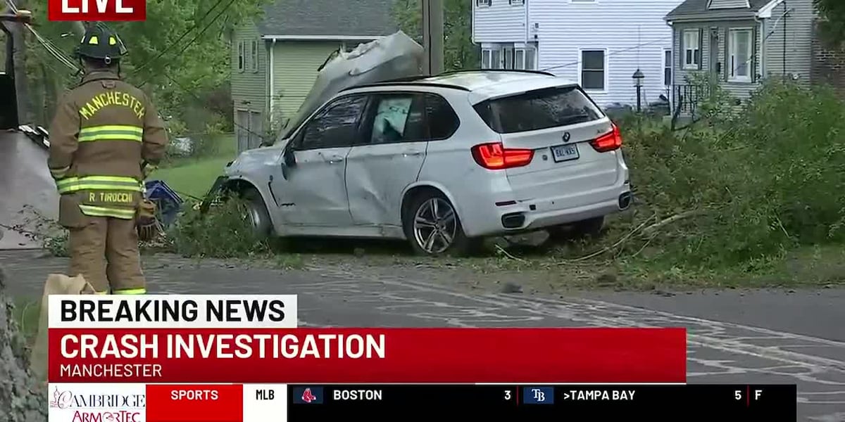 Driver slams into utility pole in Manchester [Video]