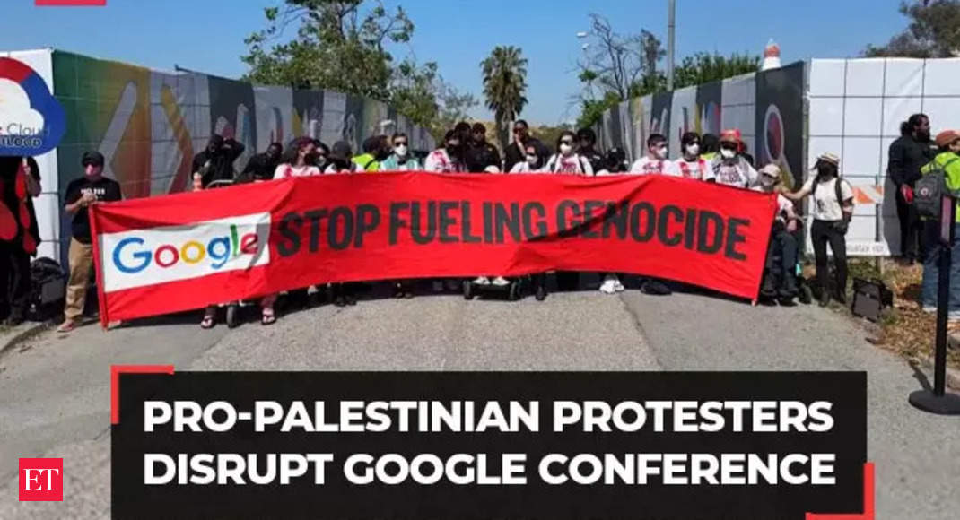 Protesters disrupt Google conference, protest ties to Israel - The Economic Times Video